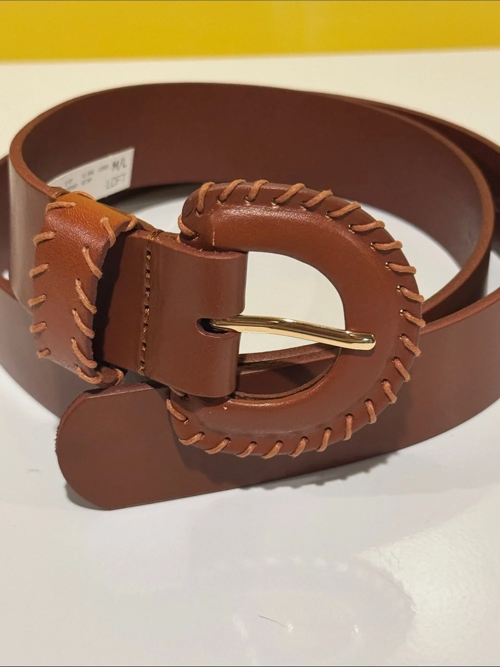 NWT Loft buckle stitch leather belt.